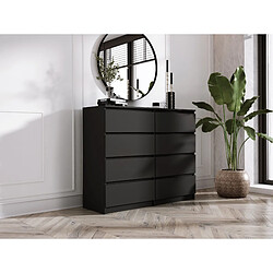3XELIVING Commode 8 Tiroirs, Noir Mat, 120 x 39 x 101 cm