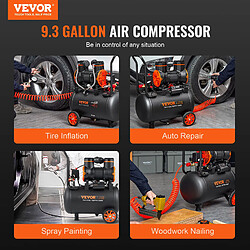 Vevor Compresseur air silencieux 35L, 1800W, 8,7m³/h à 6,2bar, réparation auto