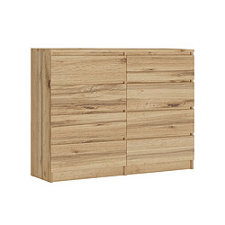 3XELIVING Commode 8 Tiroirs : Chêne Wotan, 120 x 101 x 39 cm