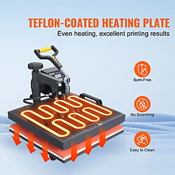 Vevor 2 en 1 Presse a Chaud Machine de Sublimation Textile 38x38 cm Machine deImpression 1200 W Presse a Chaleur Polyvalente Controle Numerique Transfert Efficace Imprimante pour T-shirt Sac Chapeau pas cher