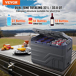 Vevor Réfrigérateur 32L double zone, 12/24V CC/CA, -20/20°C, camping extérieur