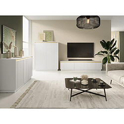 3XELIVING Commode : 3 portes, 6 étagères, Blanc Mat, 153,4 cm x 71,6 cm x 39 cm pas cher