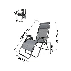 Avis Habitat Et Jardin Lot de 2 fauteuils de jardin inclinable zéro gravité [ ]Sintra[ ] - Gris