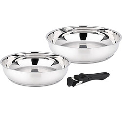 Lot de 2 poêles inox 24 et 28 cm + poignée - 341960 - Comete - BAUMALU