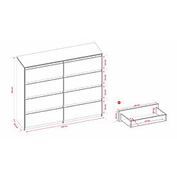 Acheter 3XELIVING Commode 8 Tiroirs, Noir Mat, 120 x 39 x 101 cm