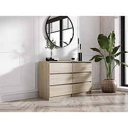 3XELIVING Commode 6 Tiroirs : Chêne Sonoma, 120 x 39 x 79 cm