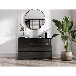 Avis 3XELIVING Commode 6 Tiroirs : Noir Mat / Noir Brillant, 138 x 39 x 79 cm