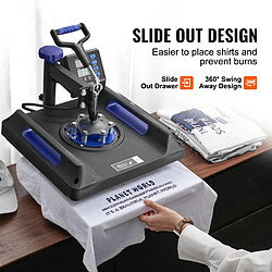Acheter Vevor Presse a Chaud 5-en-1, Plaque Chauffante 38x38 cm, Machine de Sublimation Textile avec Presse a Tasses 89 cL, Pivotant a 360°, Pressage Numerique, T-shirt/Chapeau/Tasse/Assiette, Noir et Bleu