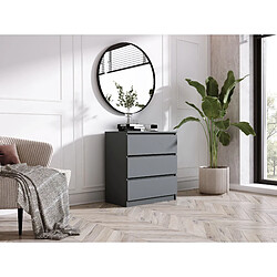 3XELIVING Commode 3 Tiroirs : Anthracite, 70 x 39 x 79 cm