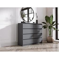 3XELIVING Commode 8 tiroirs : Anthracite, 120 x 101 x 39 cm