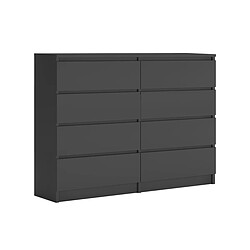 3XELIVING Commode 8 tiroirs : Anthracite, 120 x 101 x 39 cm