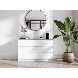 Avis 3XELIVING Commode 6 Tiroirs : Blanc Mat / Chêne Sonoma TOP, 120 x 39 x 79 cm