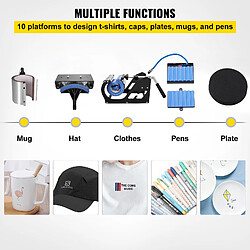 Avis Vevor Presse a Chaud 10 en 1 Machine de Sublimation de Transfert 30x38 cm Machine de Presse a Chaud Blanche Numerique LCD 1000 W Transfert Efficace pour T-Shirt Chapeau Casquette Tasse Assiette Stylo