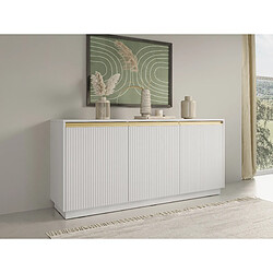 Acheter 3XELIVING Commode : 3 portes, 6 étagères, Blanc Mat, 153,4 cm x 71,6 cm x 39 cm