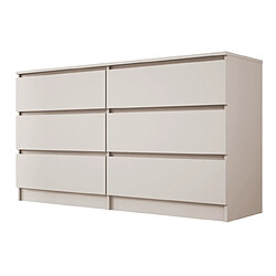 3XELIVING Commode 6 tiroirs, cachemire, 139 x 79 x 39 cm