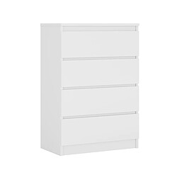 3XELIVING Commode 4 Tiroirs, Blanc Mat, 70 x 39 x 101 cm