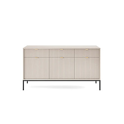 3XELIVING Commode : 3 Tiroirs, 3 Portes, Cachemire, Noir, 154 x 83 x 39 cm, poignées dorées