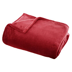 Atmosphera Grand plaid en Flanelle uni - 180x130 cm - Rouge
