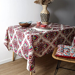 Paris Prix Nappe Antitache Jaipur 140x240 Beige & Rouge