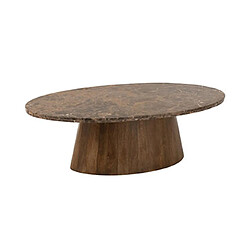 Mes Table basse ovale 130x68x41 cm en mabre et manguier marron