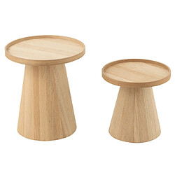 Paris Prix Lot de 2 Tables d'Appoint Rebord 50cm Naturel