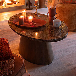 Mes Table basse ovale 130x68x41 cm en mabre et manguier marron