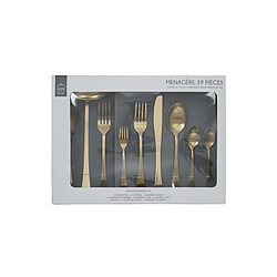 Paris Prix Ménagère 39 Pièces en Inox Brossée 25cm Or