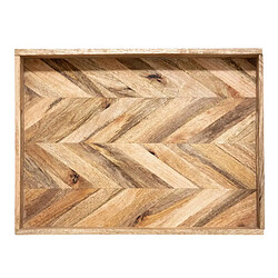 Atmosphera Lot de 2 Plateaux en Bois Wild 41cm Beige