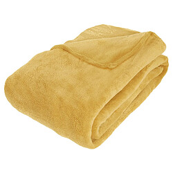 Atmosphera Plaid en Microfibre uni - 230x180 cm - Jaune Ocre