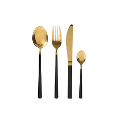 Paris Prix Ménagère 16 Pièces Manche Noir 21cm Or