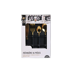 Paris Prix Ménagère 16 Pièces Manche Noir 21cm Or