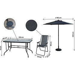 Avis Habitat Et Jardin Table et chaises de jardin avec parasol en métal Convivia - 6 places - Gris anthracite