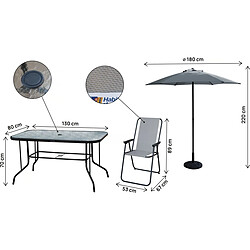 Avis Habitat Et Jardin Table et chaises de jardin avec parasol en métal [ ]Convivia[ ] - 6 places - Gris clair
