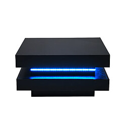 DZMDIP Table Basse 70x70x36cm - Éclairage LED 16 Couleurs - Finition Brillante - Noir