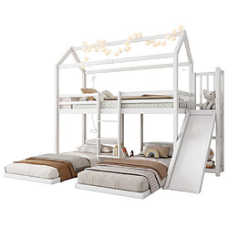 Acheter modfu Lit superposé 90x200 cm avec toboggan, en bois, blanc