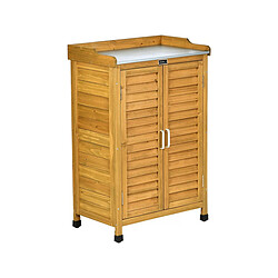 Habitat Et Jardin Armoire de jardin en bois avec roulettes Alexia - 66 x 41 x 101 cm - Marron