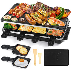 Vendos85 Appareil Raclette 8 Personnes 2-en-1 avec Grill et Poêlons
