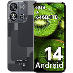 OUKITEL C57S Smartphone - 8Go (2+6) RAM /64Go ROM - Écran 6.52" HD - Android 14 - Caméra 13MP - 4300mAh - GPS Double SIM 4G - Noir