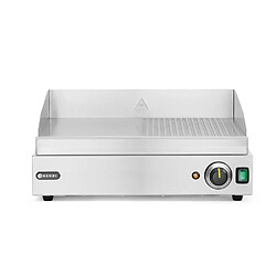 Grill moitié rainuré Profi Line 1/2 lisse 1/2 rainuré 230V/2400W 550x380x(H)240 mm - Hendi