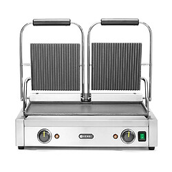 Grill de contact - modèle double dessus rainuré et dessous lisse 230V/3600W 570x370x(H)210 mm - Hendi