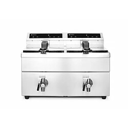 Friteuse professionnelle à induction avec robinet de vidange - 2 x 8 l Profi Line 16L 230V/7000W 580x485x(H)406 mm - Hendi