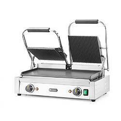 Avis Grill de contact - modèle double dessus rainuré et dessous lisse 230V/3600W 570x370x(H)210 mm - Hendi