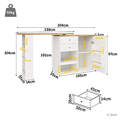 Acheter DZMDIP Table de bar pivotante, 360° - 2 tiroirs - Armoire coulissante - 4 places