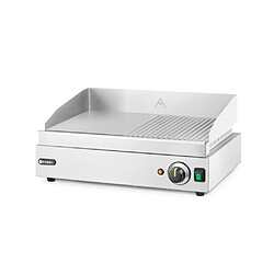 Grill moitié rainuré Profi Line 1/2 lisse 1/2 rainuré 230V/2400W 550x380x(H)240 mm - Hendi