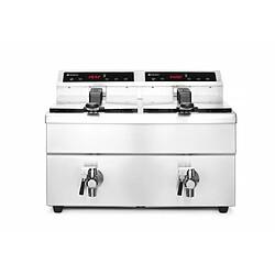 Friteuse professionnelle à induction avec robinet de vidange - 2 x 8 l Profi Line 16L 230V/7000W 580x485x(H)406 mm - Hendi
