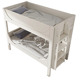 Acheter modfu Lit superposé 90x200 cm avec échelle, en bois, blanc