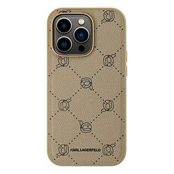 Karl Lagerfeld Coque pour iPhone 14 Pro Max Motif Karl Heads Compatible MagSafe Beige