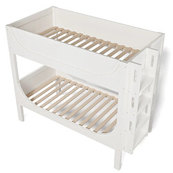 modfu Lit superposé 90x200 cm avec échelle, en bois, blanc pas cher