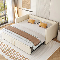 modfu Lit gigogne 90x200 cm, en velours, beige