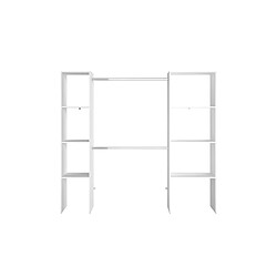 Concept Usine Dressing blanc 6 étagères, 2 penderies 198 x 40 x 180 cm ELYSEE